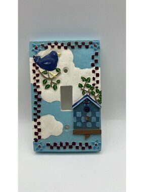 Hand-Painted Ceramic Birdhouse Single Light Switch Cover Plate